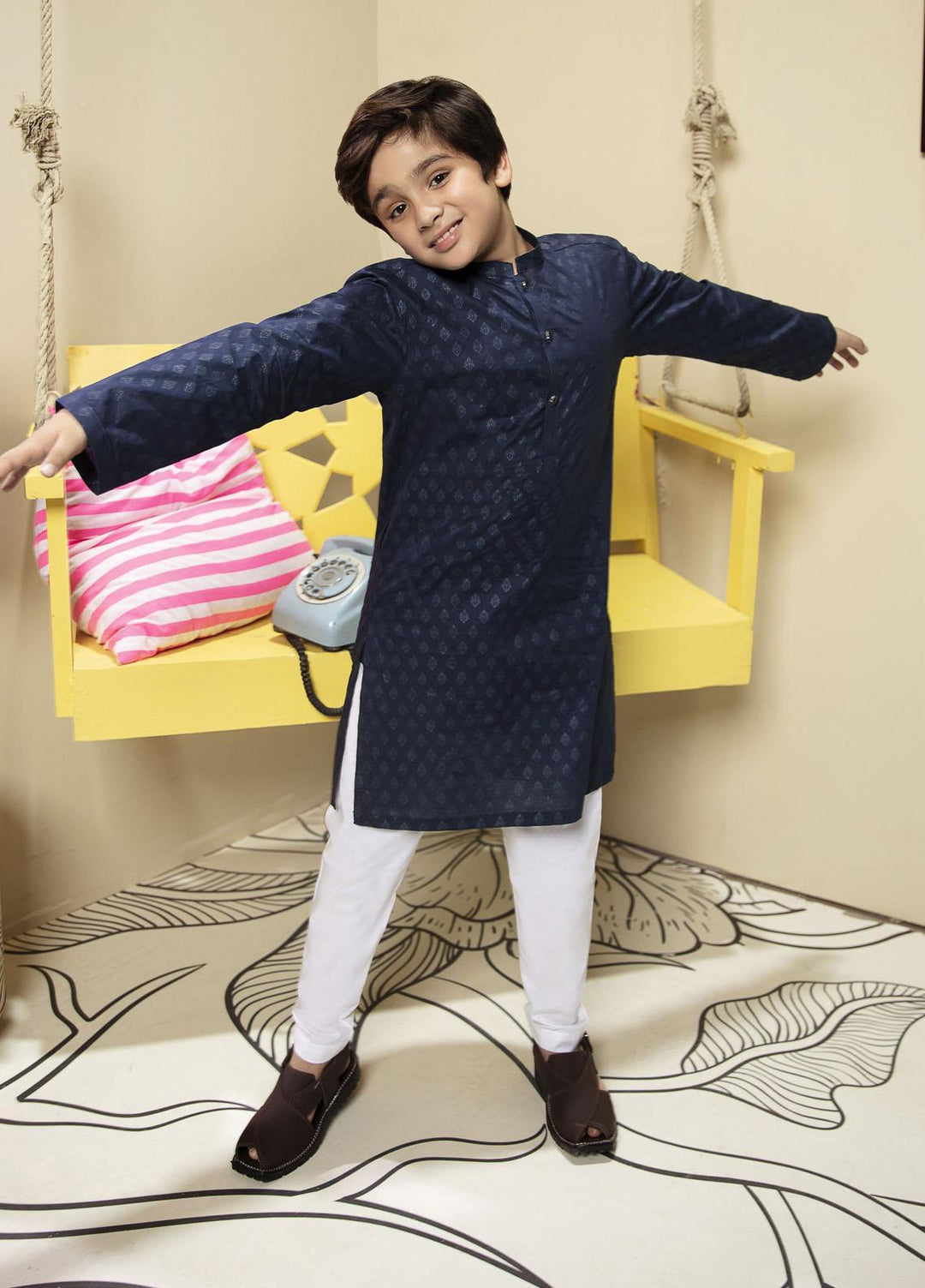 Garnet Clothing Pret Cotton Festive Pret Boys Kurta Pajama -  Crane