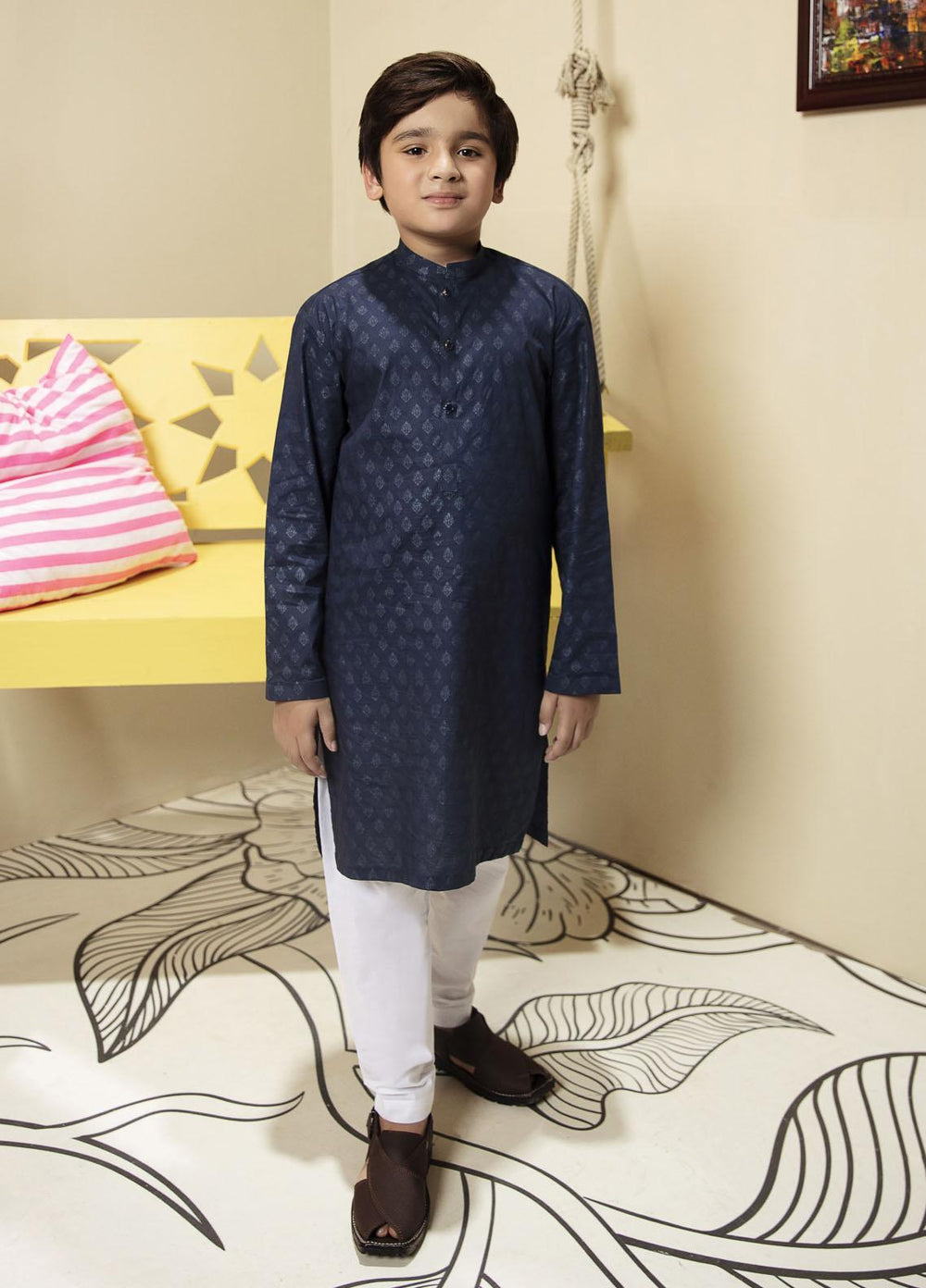 Garnet Clothing Pret Cotton Festive Pret Boys Kurta Pajama -  Crane