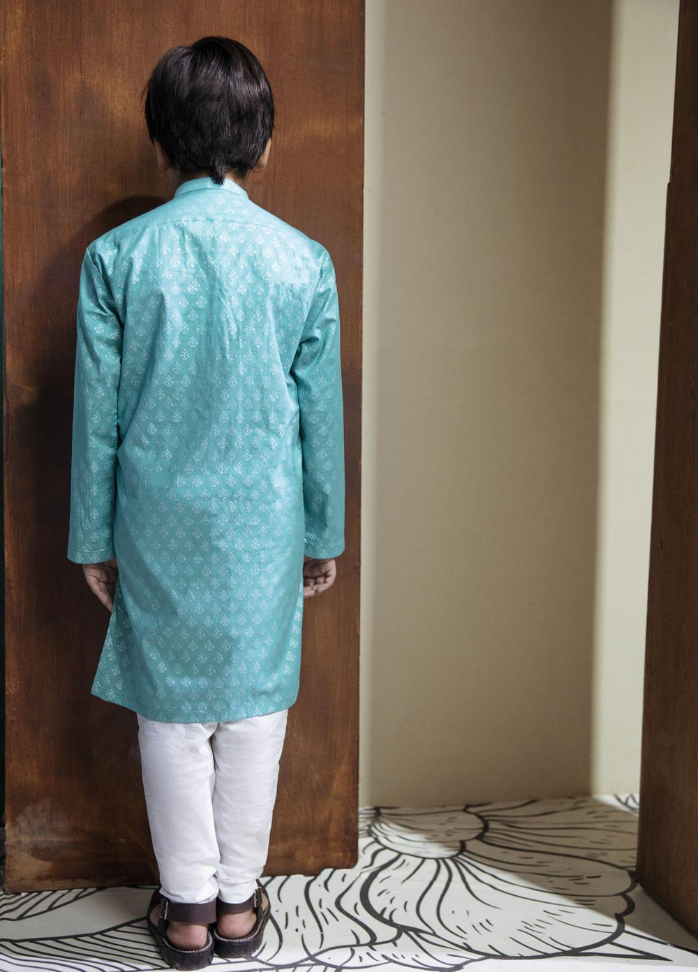Garnet Clothing Pret Cotton Festive Pret Kurta Pajama for Boys -  Aquamarine