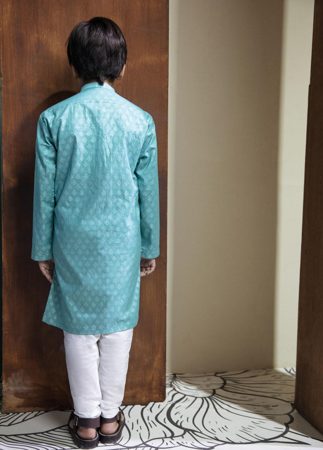 Garnet Clothing Pret Cotton Festive Pret Kurta Pajama for Boys -  Aquamarine