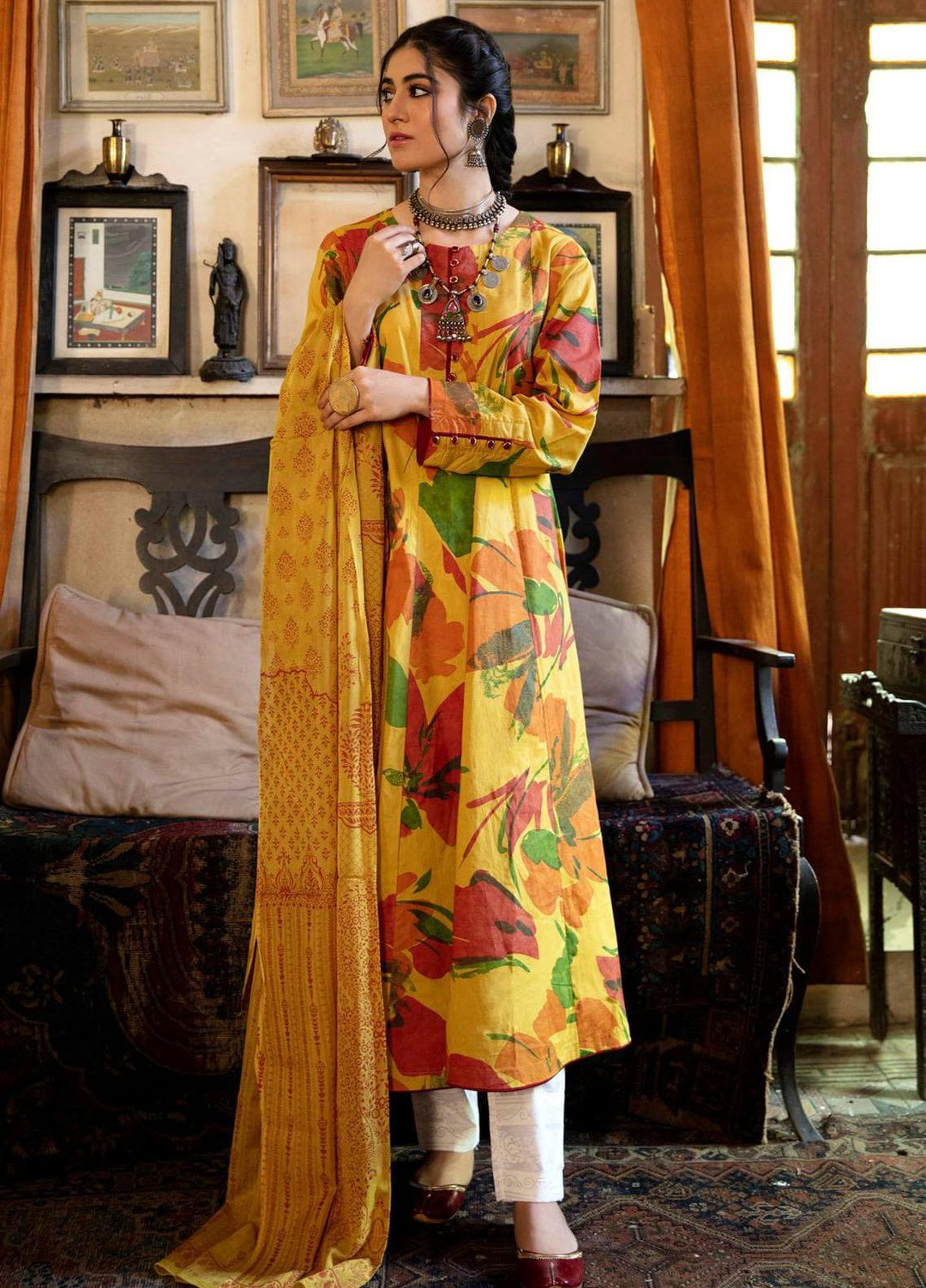 Garnet Clothing Pret Luxury Pret Screen Printed Lawn Frock RUNG