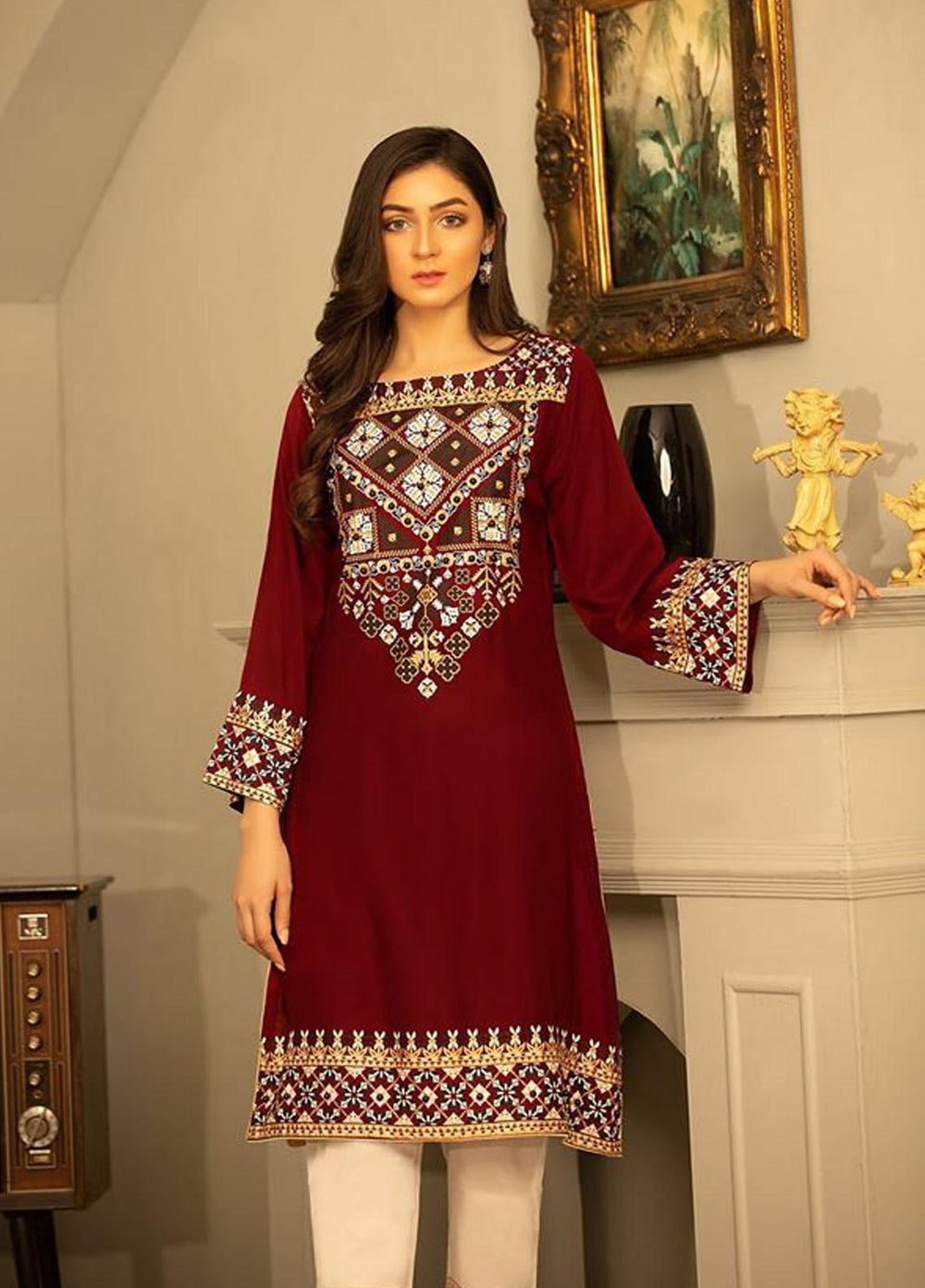 Garnet Clothing Pret Luxury Pret Screen Printed Viscose Shirt SERENE