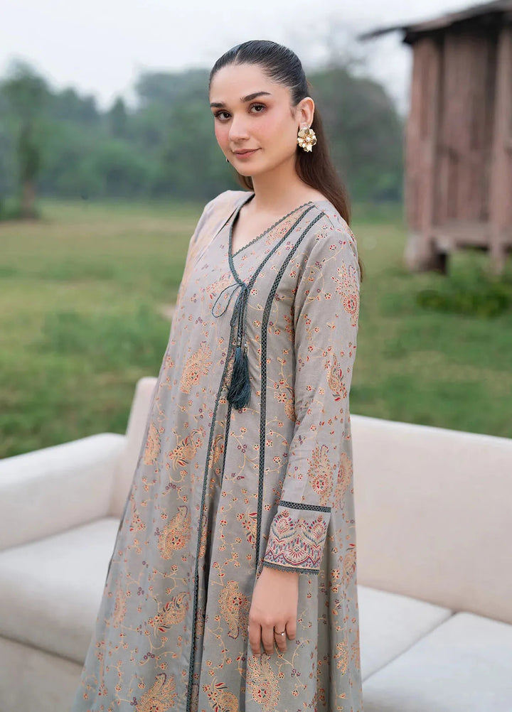 Garnet Pret Printed Dhanak 3 Piece Suit Beryl Grey