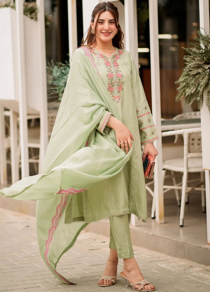 Garnet Pret Embroidered Raw Silk 3 Piece Suit Aaniat Khalid Halah