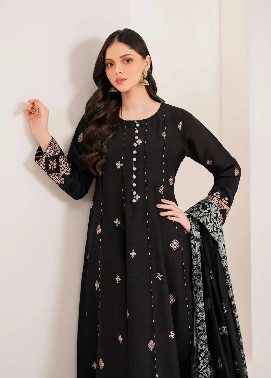 Garnet Pret Embroidered Raw Silk 3 Piece Suit Falek
