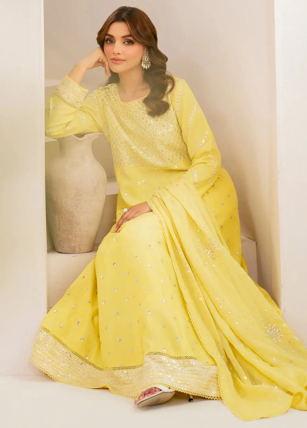 Garnet Pret Embroidered Raw Silk 3 Piece Suit Nameera