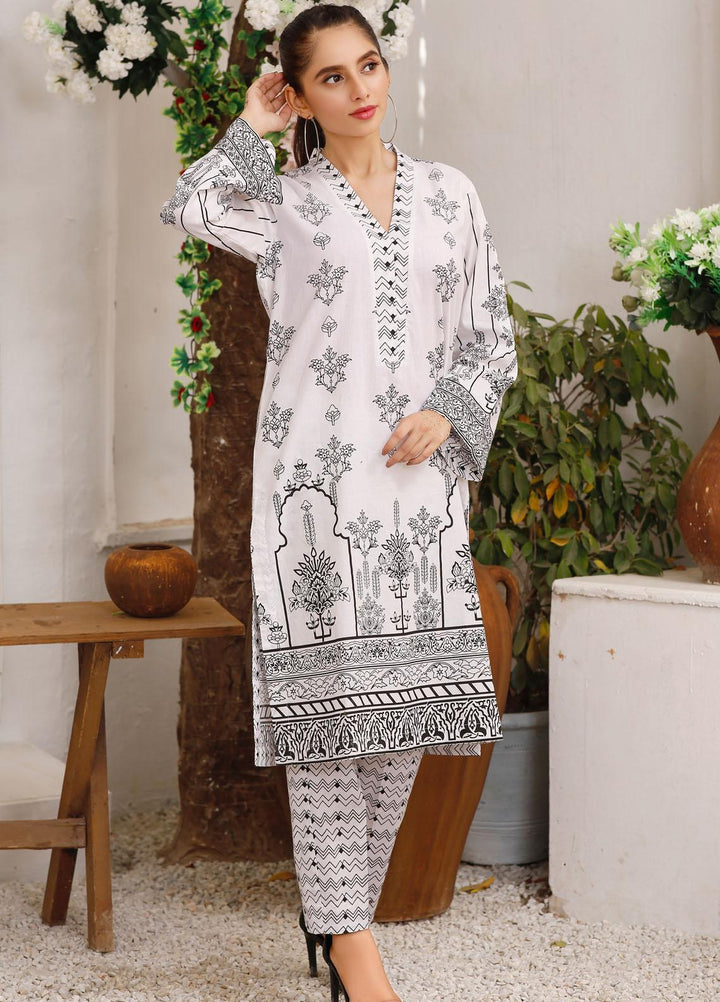 Modest Casual Pret  Cotton 2 Piece Dress Chambeli W169-White