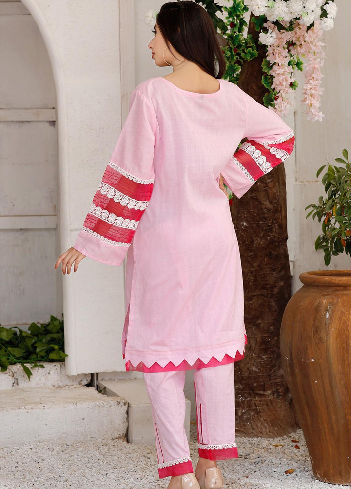 Modest Casual Pret  Cotton 2 Piece Dress Maahru W147-Baby Pink