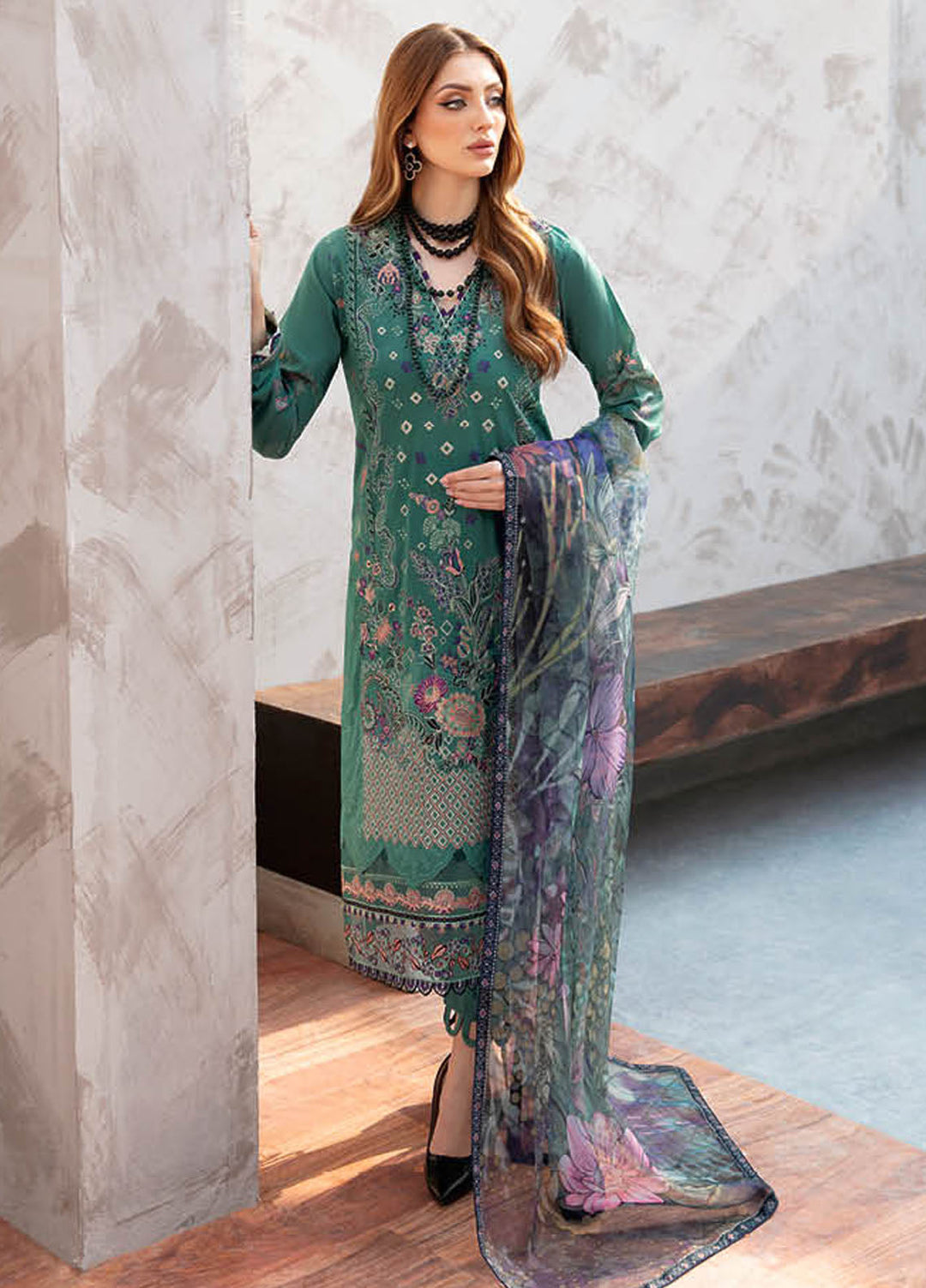 Ghazal By Ramsha Embroidered Lawn Suits Unstitched 3 Piece RSH24G L-901 - Summer Collection