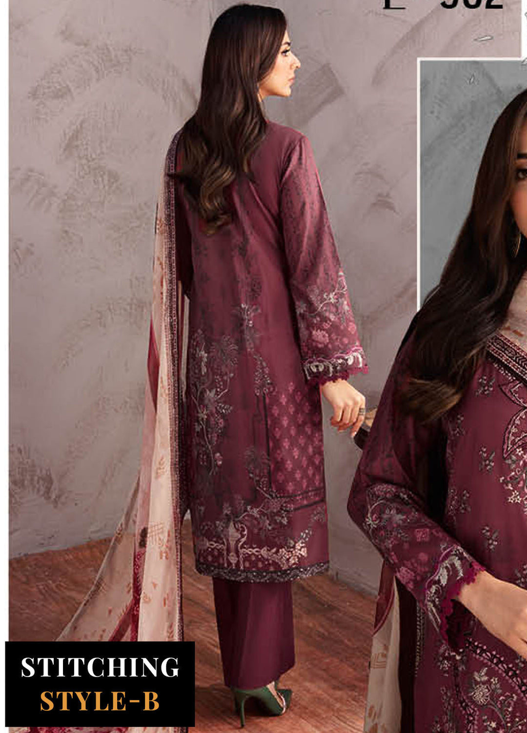 Ghazal By Ramsha Embroidered Lawn Suits Unstitched 3 Piece RSH24G L-902 - Summer Collection