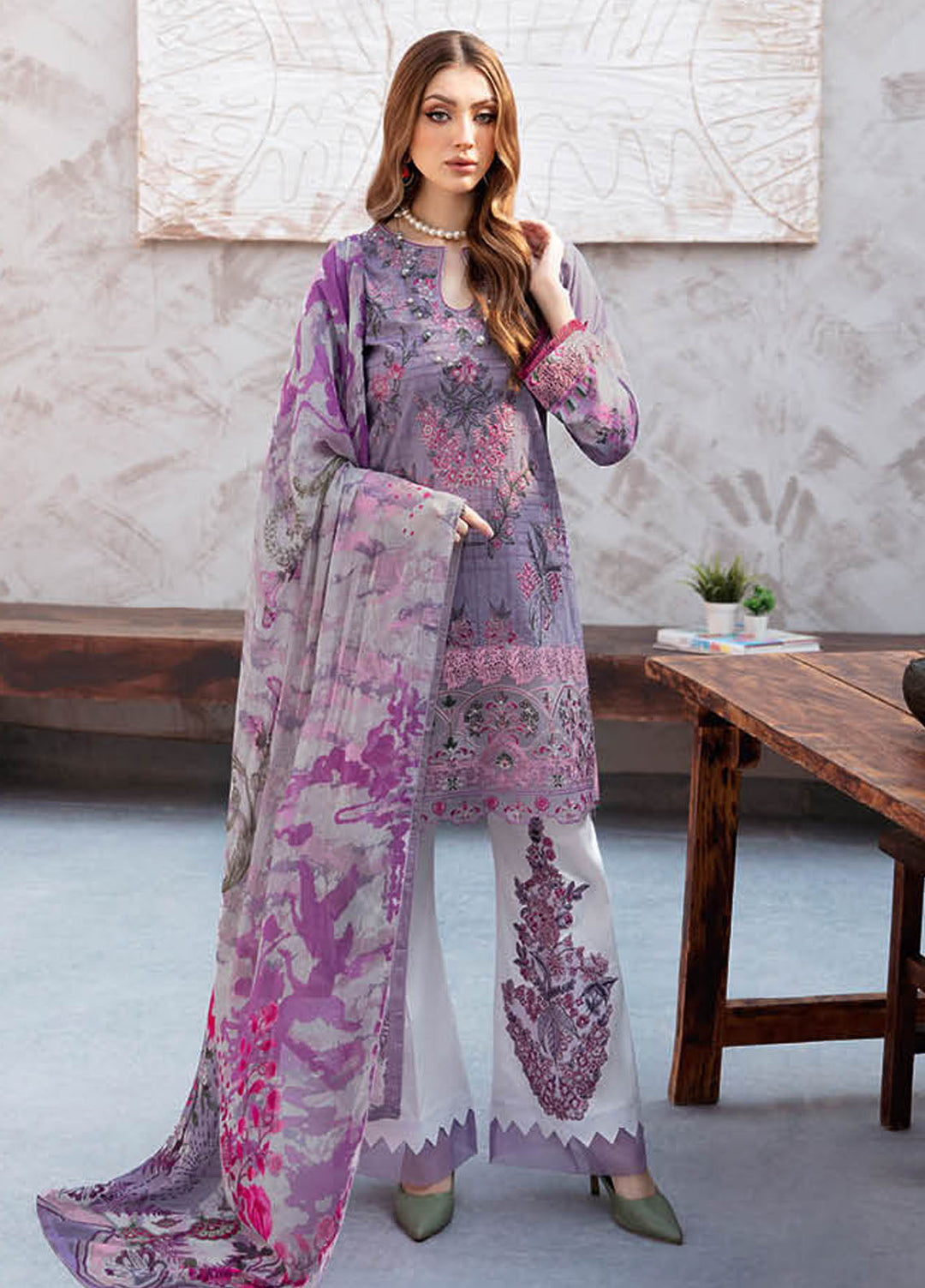 Ghazal By Ramsha Embroidered Lawn Suits Unstitched 3 Piece RSH24G L-906 - Summer Collection