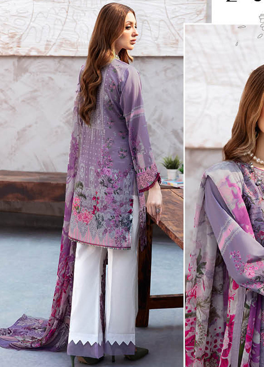 Ghazal By Ramsha Embroidered Lawn Suits Unstitched 3 Piece RSH24G L-906 - Summer Collection