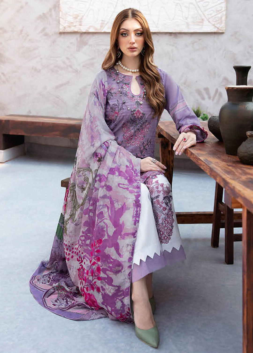 Ghazal By Ramsha Embroidered Lawn Suits Unstitched 3 Piece RSH24G L-906 - Summer Collection