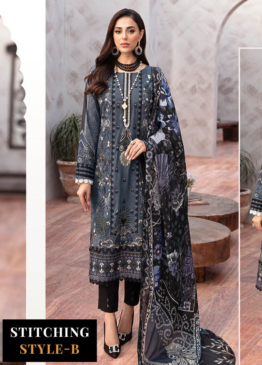 Ghazal By Ramsha Embroidered Lawn Suits Unstitched 3 Piece RSH24G L-908 - Summer Collection