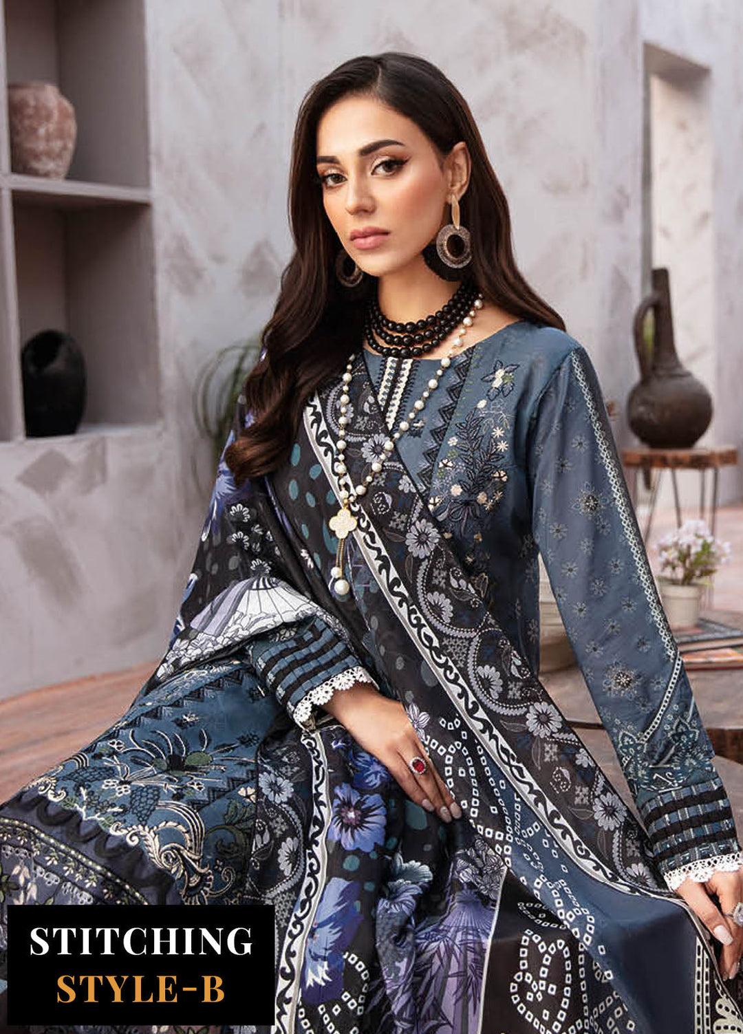 Ghazal By Ramsha Embroidered Lawn Suits Unstitched 3 Piece RSH24G L-908 - Summer Collection
