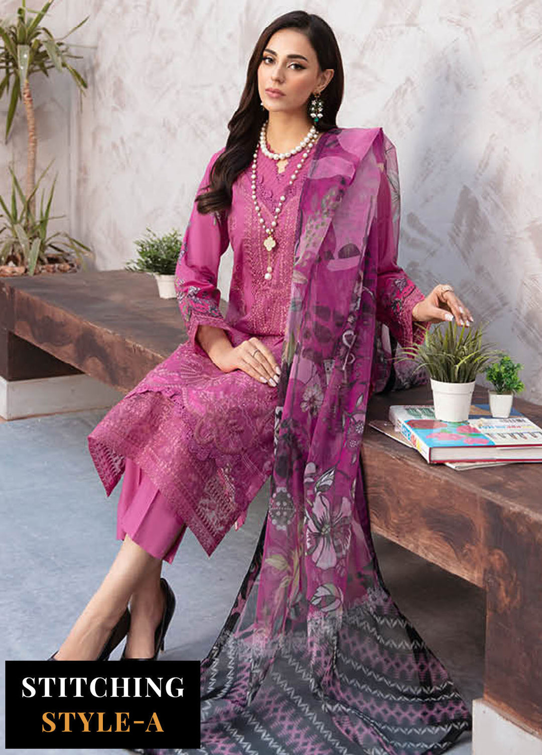 Ghazal By Ramsha Embroidered Lawn Suits Unstitched 3 Piece RSH24G L-909 - Summer Collection