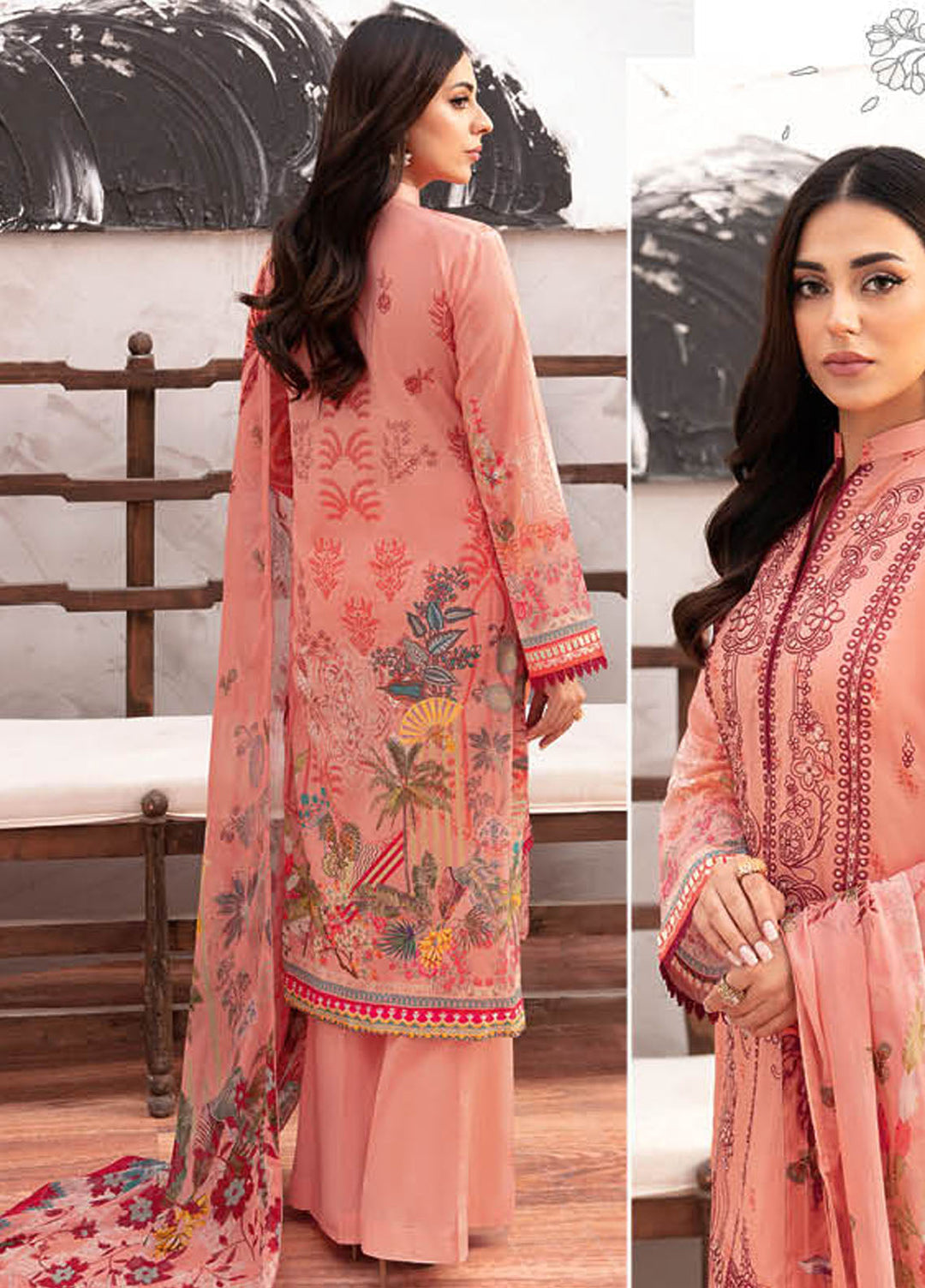 Ghazal By Ramsha Embroidered Lawn Suits Unstitched 3 Piece RSH24G L-912 - Summer Collection