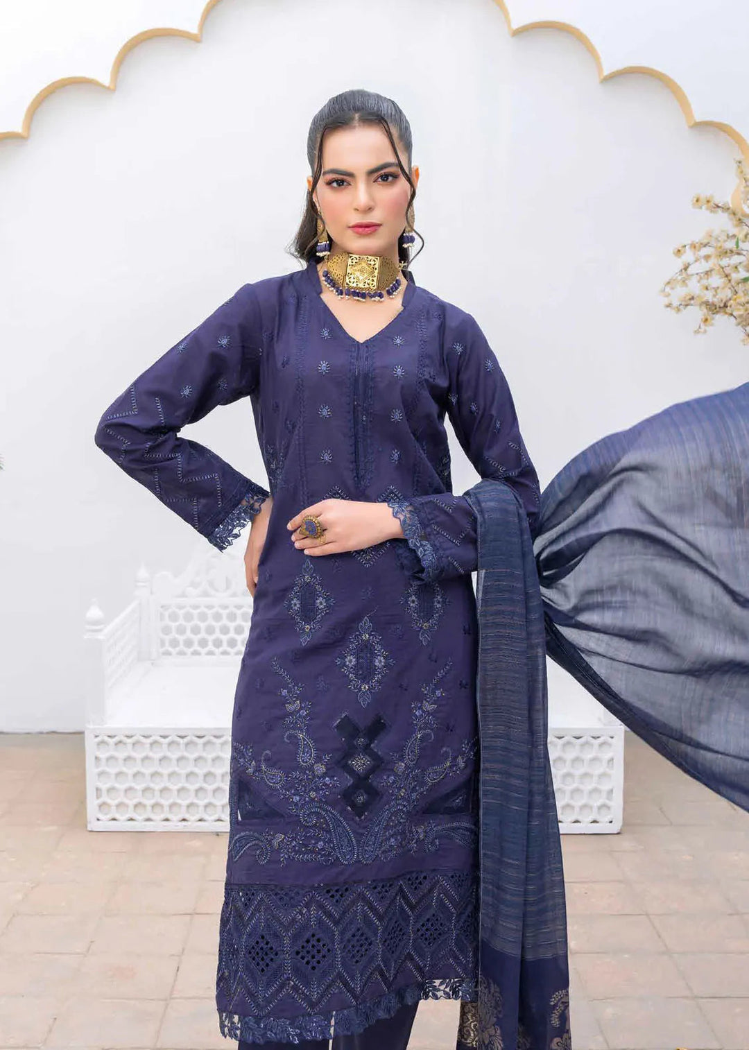 Ghazal by Riaz Arts Embroidered Lawn Suits Unstitched 3 Piece RA25GL D-05 - Summer Collection