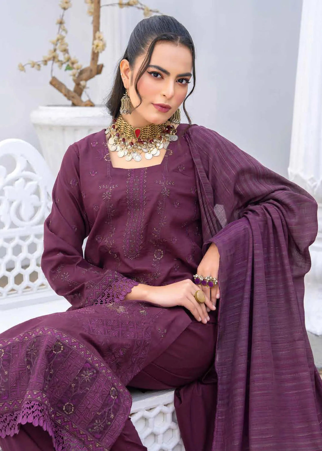 Ghazal by Riaz Arts Embroidered Lawn Suits Unstitched 3 Piece RA25GL D-06 - Summer Collection
