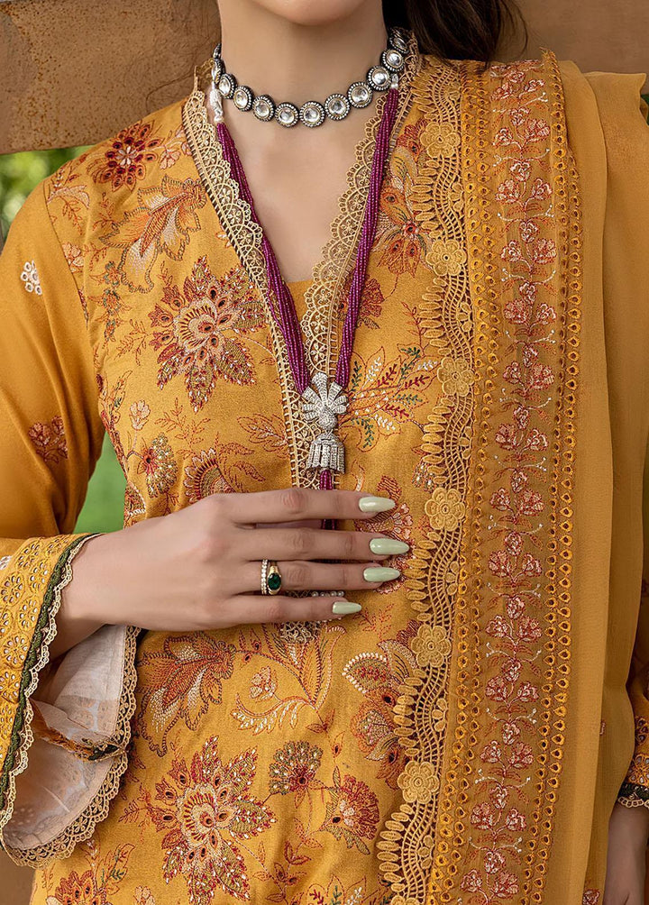 Ghuncha By Izel Embroidered Karandi Suits Unstitched 3 Piece IZL23G GEC-031 AMBER - Winter Collection