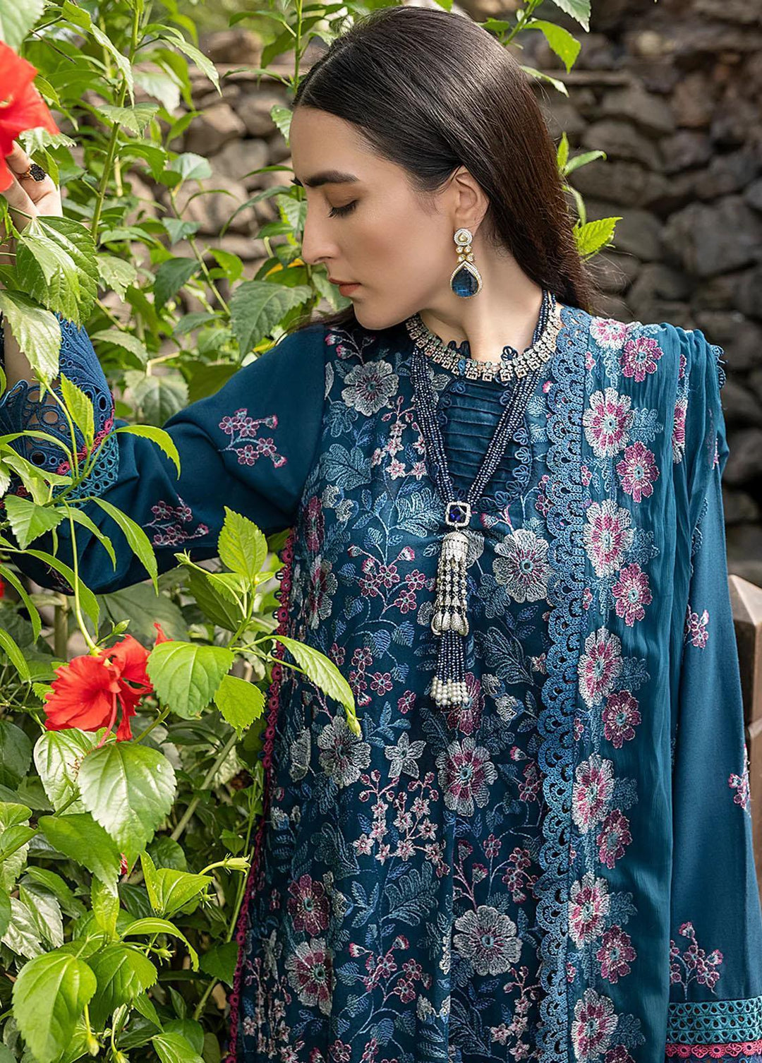 Ghuncha By Izel Embroidered Karandi Suits Unstitched 3 Piece IZL23G GEC-036 SAPPHIRE - Winter Collection