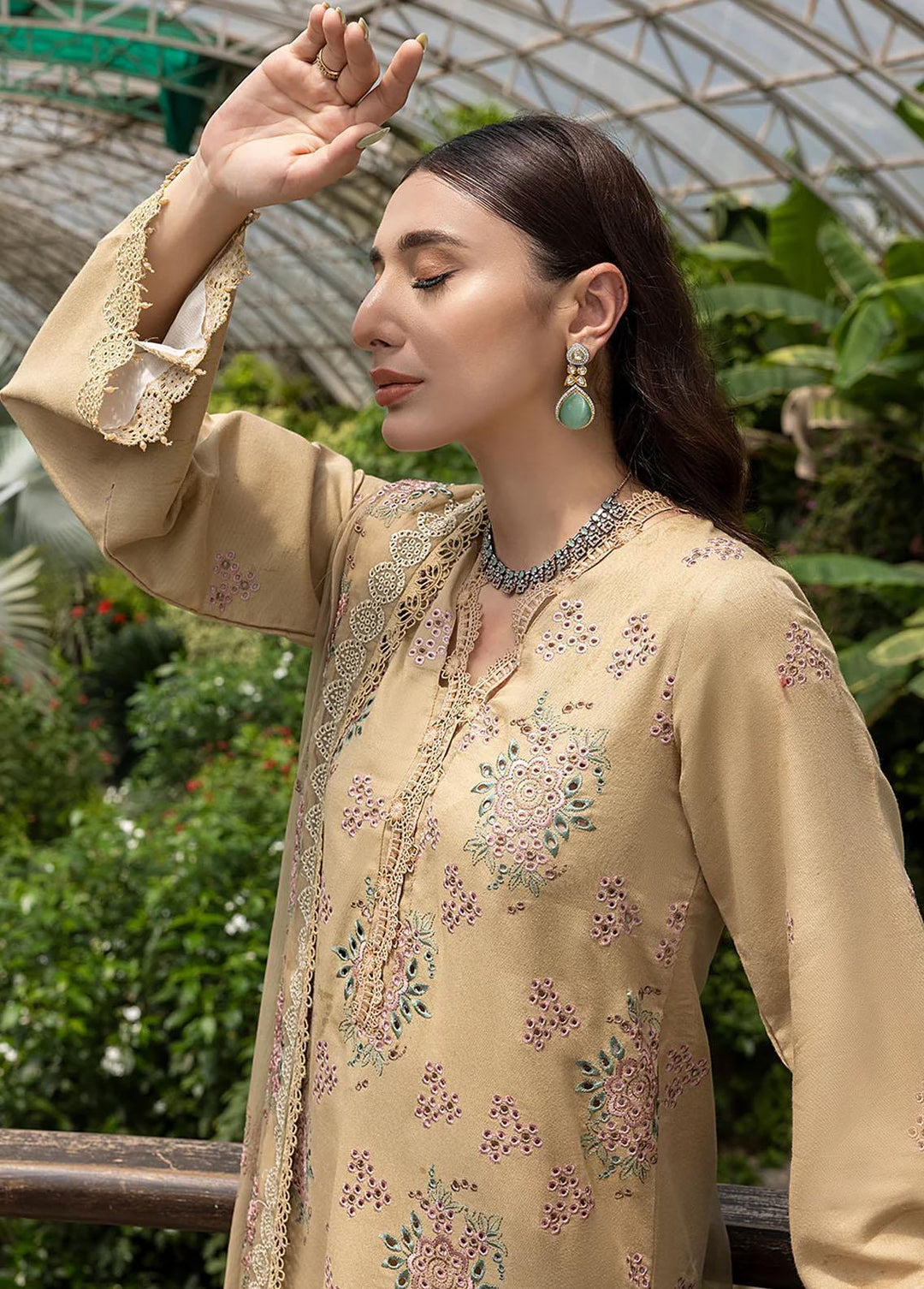 Ghuncha By Izel Embroidered Karandi Suits Unstitched 3 Piece IZL23G GEC-038 OLIVINE - Winter Collection
