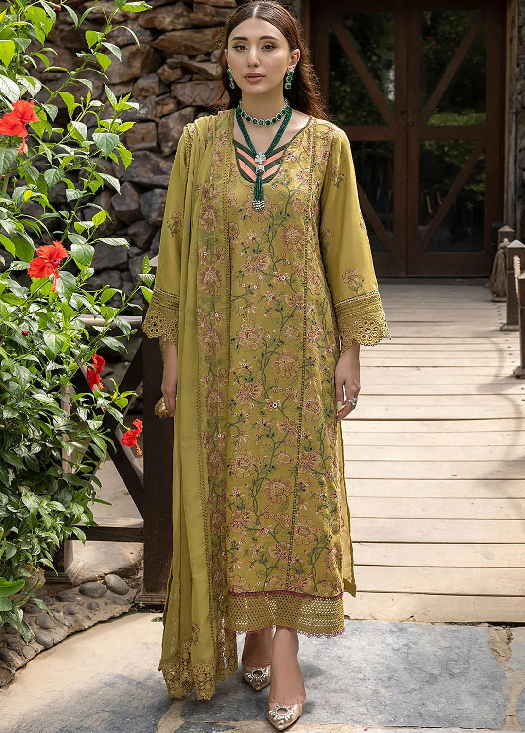 Ghuncha By Izel Embroidered Karandi Suits Unstitched 3 Piece IZL23G GEC-040 PERIDOT - Winter Collection