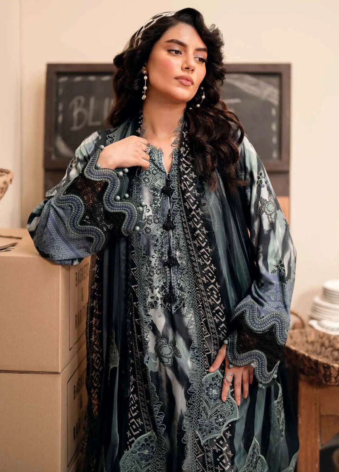 Girl Glam By Nureh Embroidered Crepe Suits Unstitched 3 Piece NU24GV GL-24 - Festive Collection