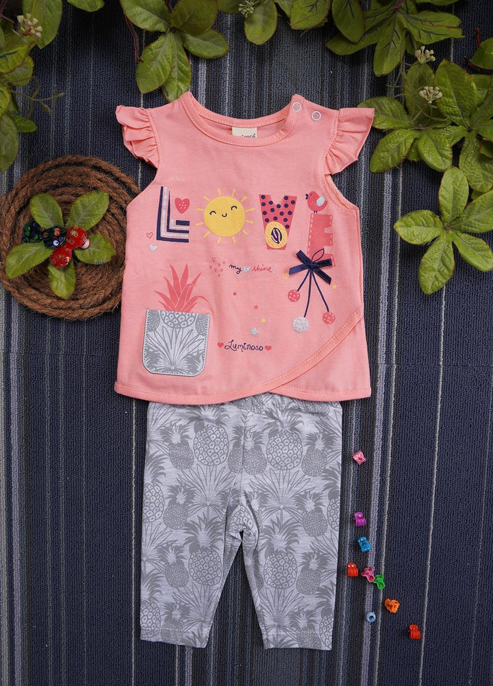 Sanaulla Exclusive Range Cotton Fancy Girls Suits -  130536 Peach