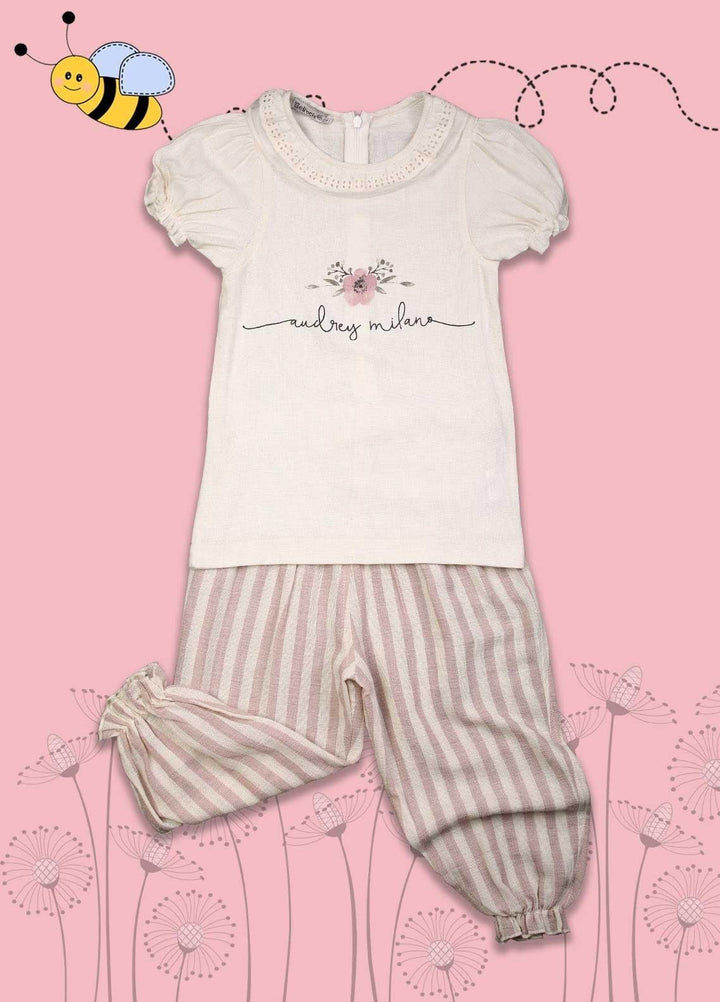 Sanaulla Exclusive Range Cotton Fancy Suit for Girls -  1199 Fawn-Pink