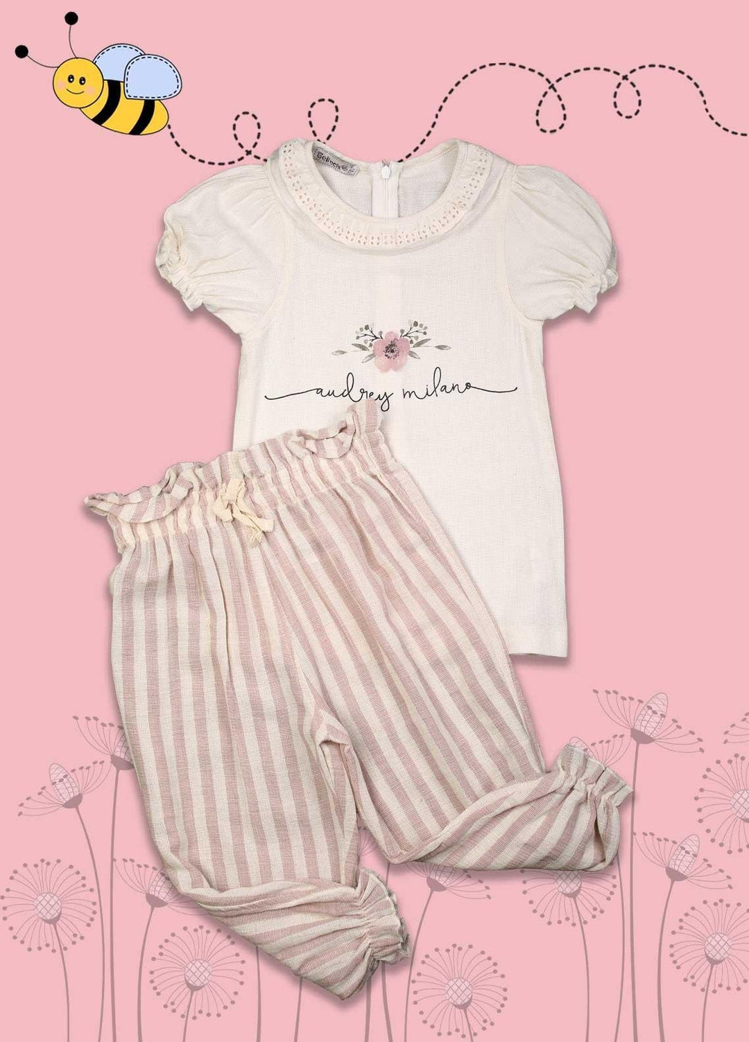 Sanaulla Exclusive Range Cotton Fancy Suit for Girls -  1199 Fawn-Pink