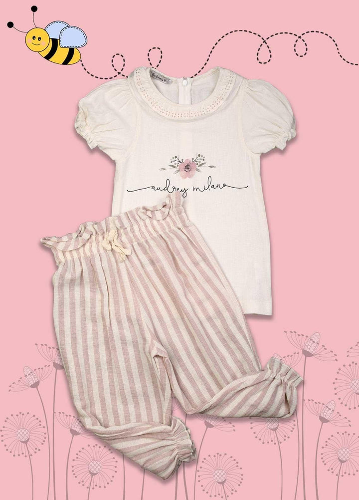 Sanaulla Exclusive Range Cotton Fancy Suit for Girls -  1199 Fawn-Pink
