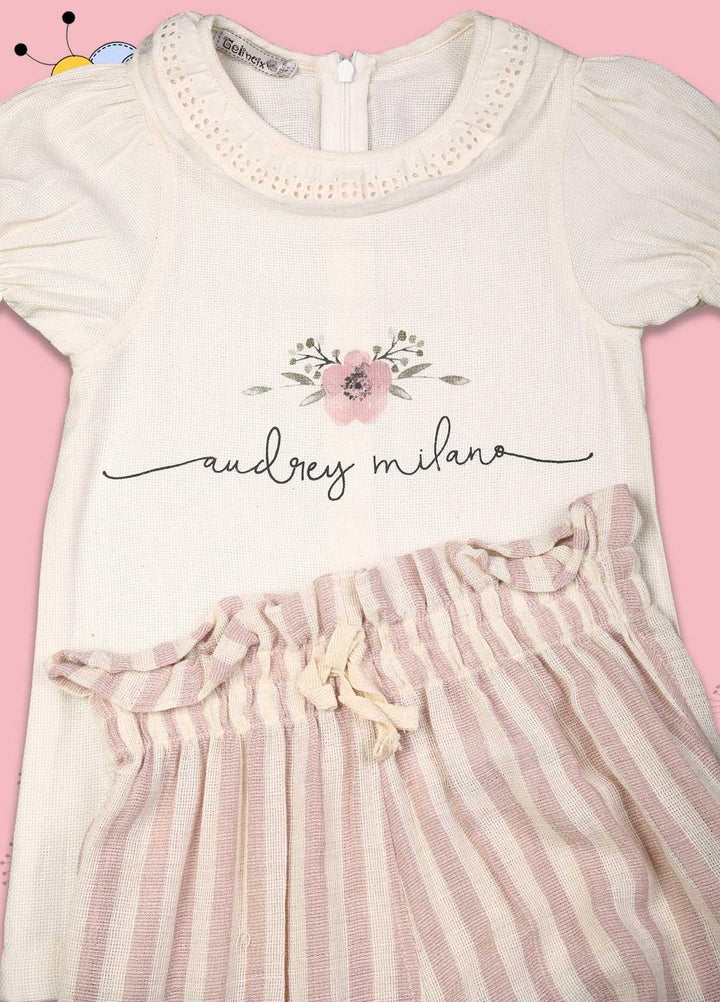 Sanaulla Exclusive Range Cotton Fancy Suit for Girls -  1199 Fawn-Pink