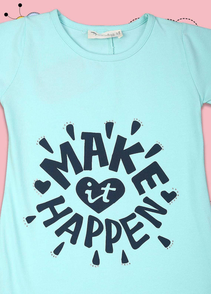 Sanaulla Exclusive Range Cotton Fancy Top for Girls -  7014-0508 Ferozi