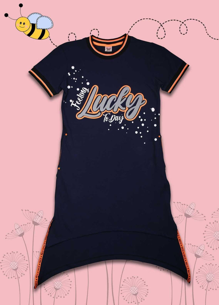 Sanaulla Exclusive Range Cotton Fancy Girls T-Shirts -  114095 Blue