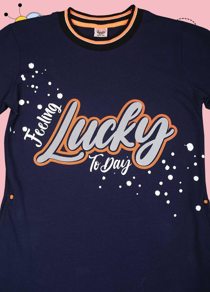 Sanaulla Exclusive Range Cotton Fancy Girls T-Shirts -  114095 Blue