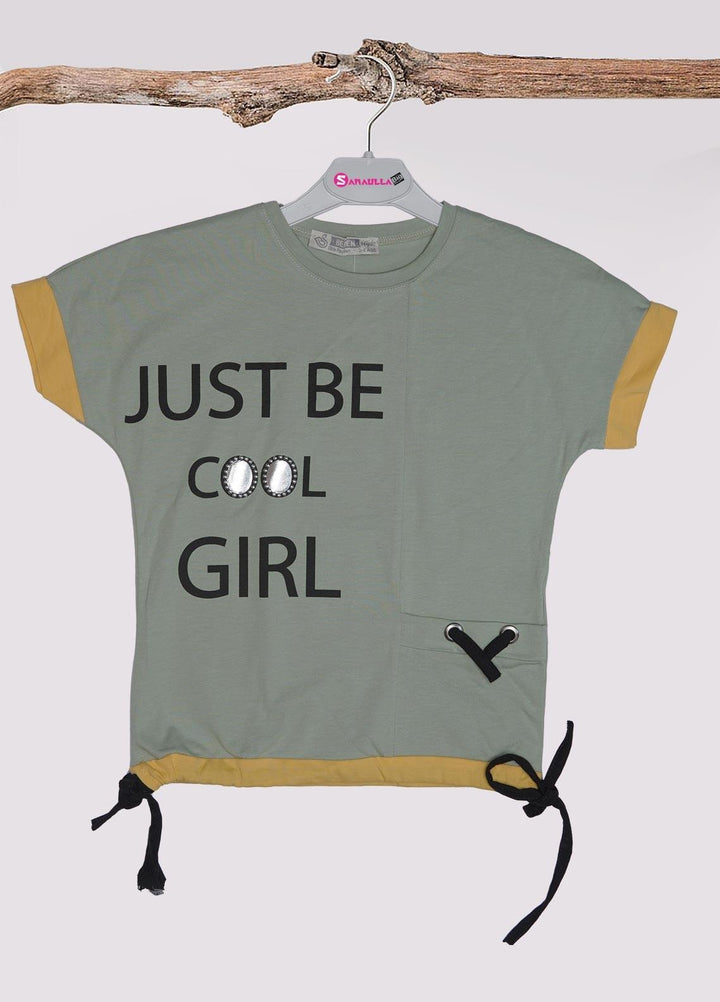 Sanaulla Exclusive Range Cotton Fancy T-Shirts for Girls -  4002 Green