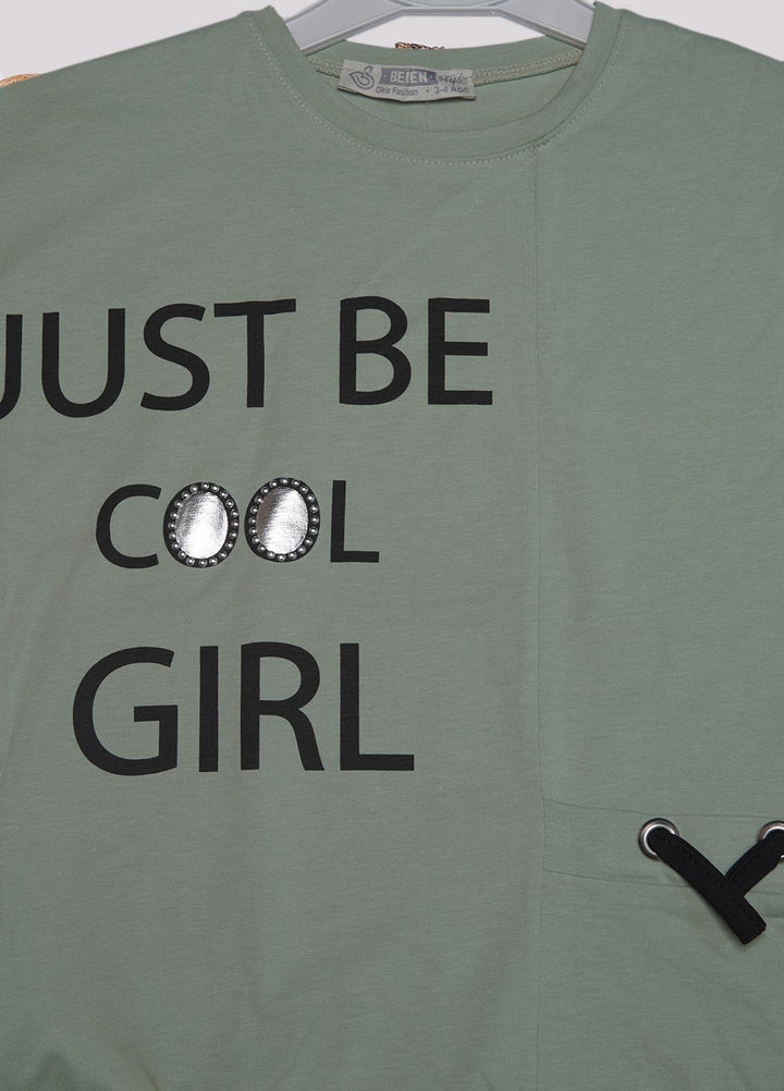 Sanaulla Exclusive Range Cotton Fancy T-Shirts for Girls -  4002 Green