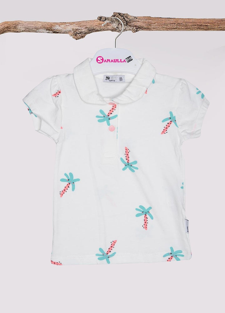 Sanaulla Exclusive Range Cotton Fancy Girls T-Shirts -  21-17 White