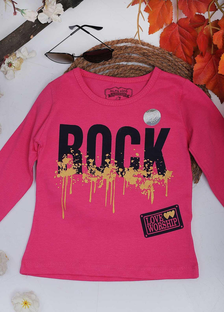 Sanaulla Exclusive Range Mix Casual T-Shirts for Girls -  10363 D-Pink