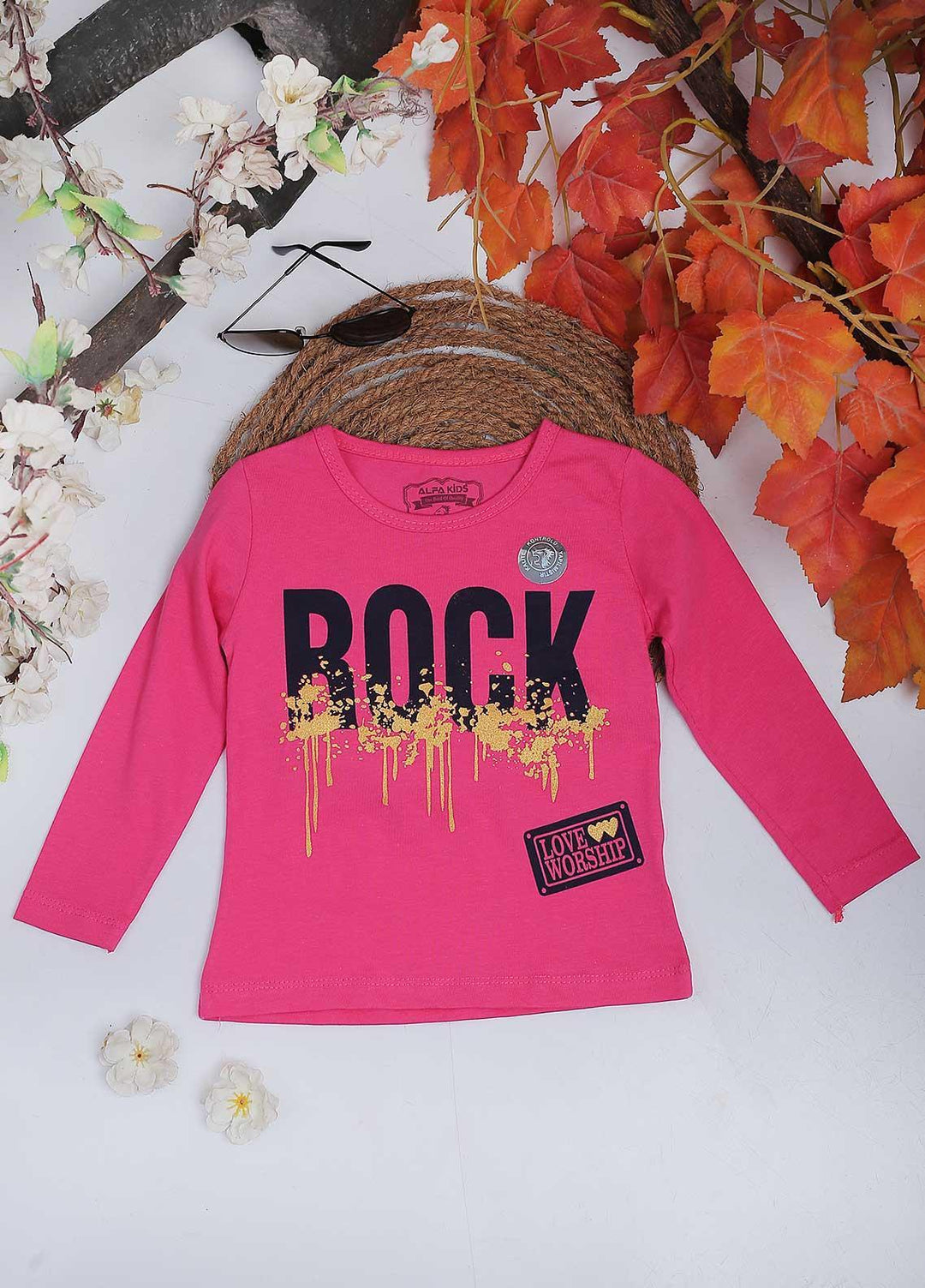 Sanaulla Exclusive Range Mix Casual T-Shirts for Girls -  10363 D-Pink