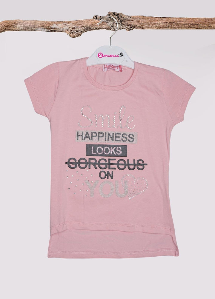 Sanaulla Exclusive Range Cotton Fancy T-Shirts for Girls -  3086 L Pink