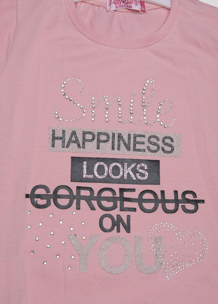 Sanaulla Exclusive Range Cotton Fancy T-Shirts for Girls -  3086 L Pink