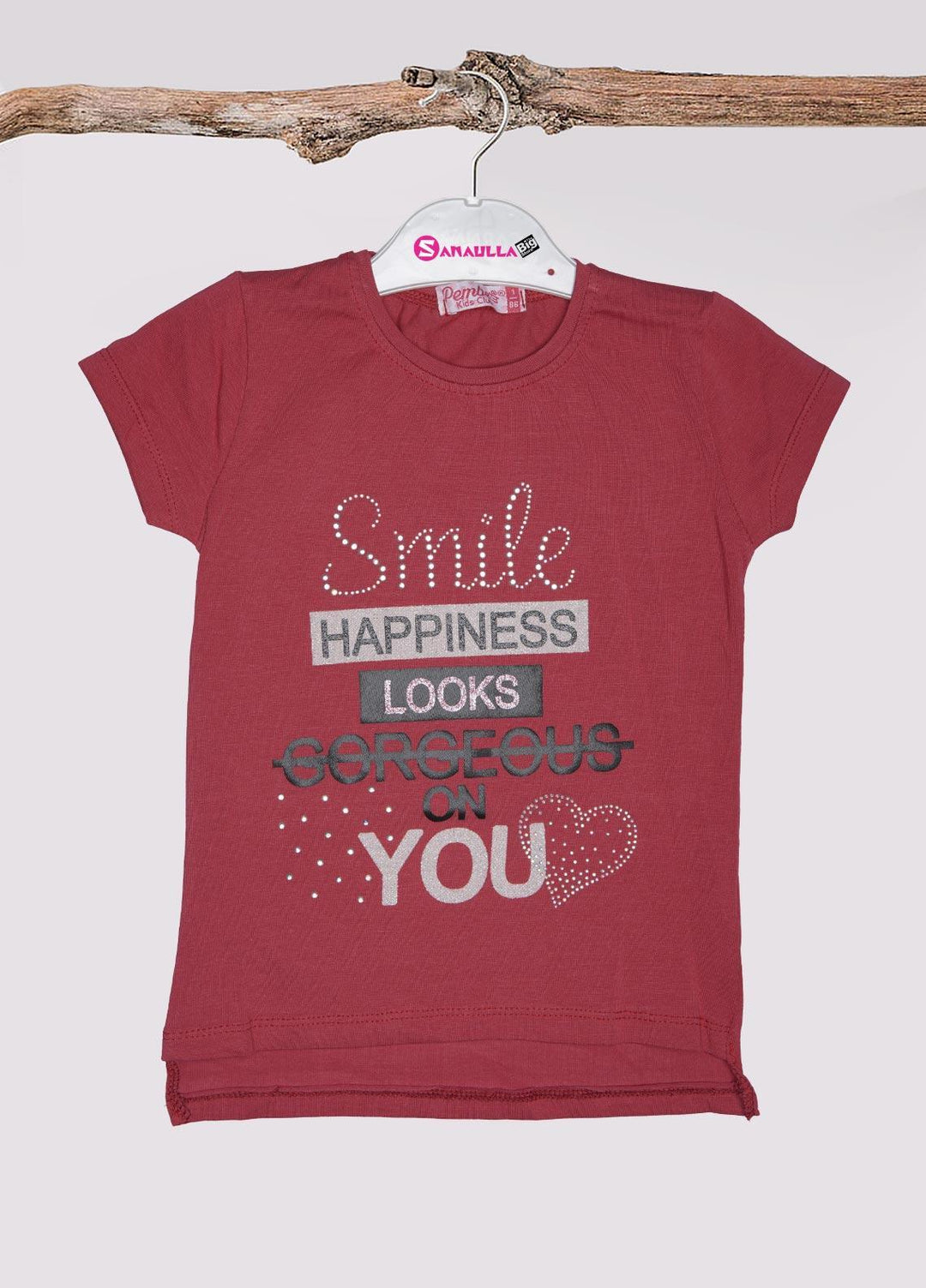 Sanaulla Exclusive Range Cotton Fancy Girls T-Shirts -  3086 D Pink