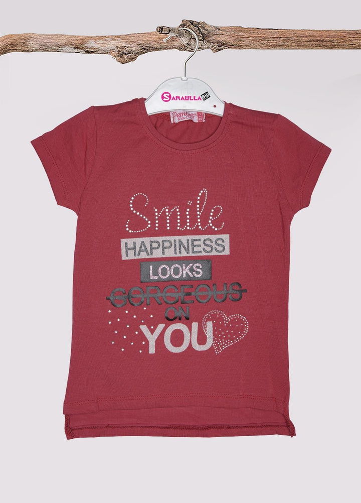 Sanaulla Exclusive Range Cotton Fancy Girls T-Shirts -  3086 D Pink