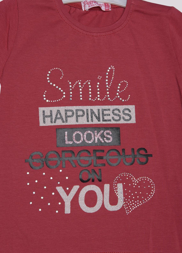 Sanaulla Exclusive Range Cotton Fancy Girls T-Shirts -  3086 D Pink