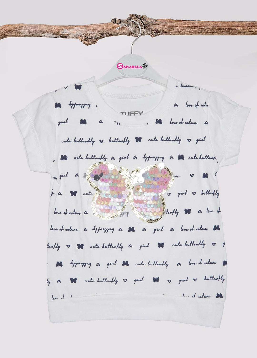 Sanaulla Exclusive Range Cotton Fancy T-Shirts for Girls -  21-83 White