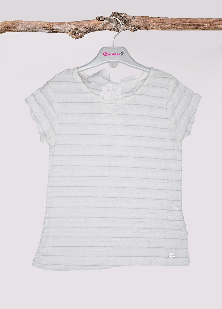 Sanaulla Exclusive Range Cotton Fancy T-Shirts for Girls -  5139 White
