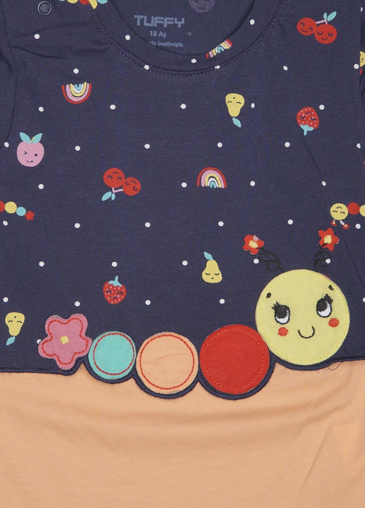 Sanaulla Exclusive Range Cotton Fancy Girls T-Shirts -  D-112559 Orange