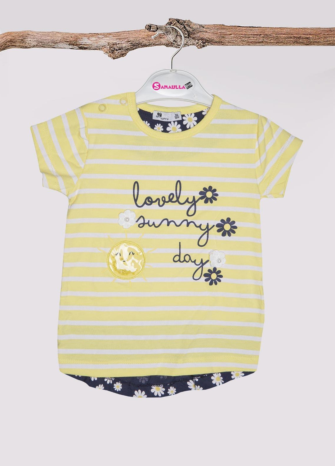 Sanaulla Exclusive Range Cotton Fancy T-Shirts for Girls -  D-113170 Yellow